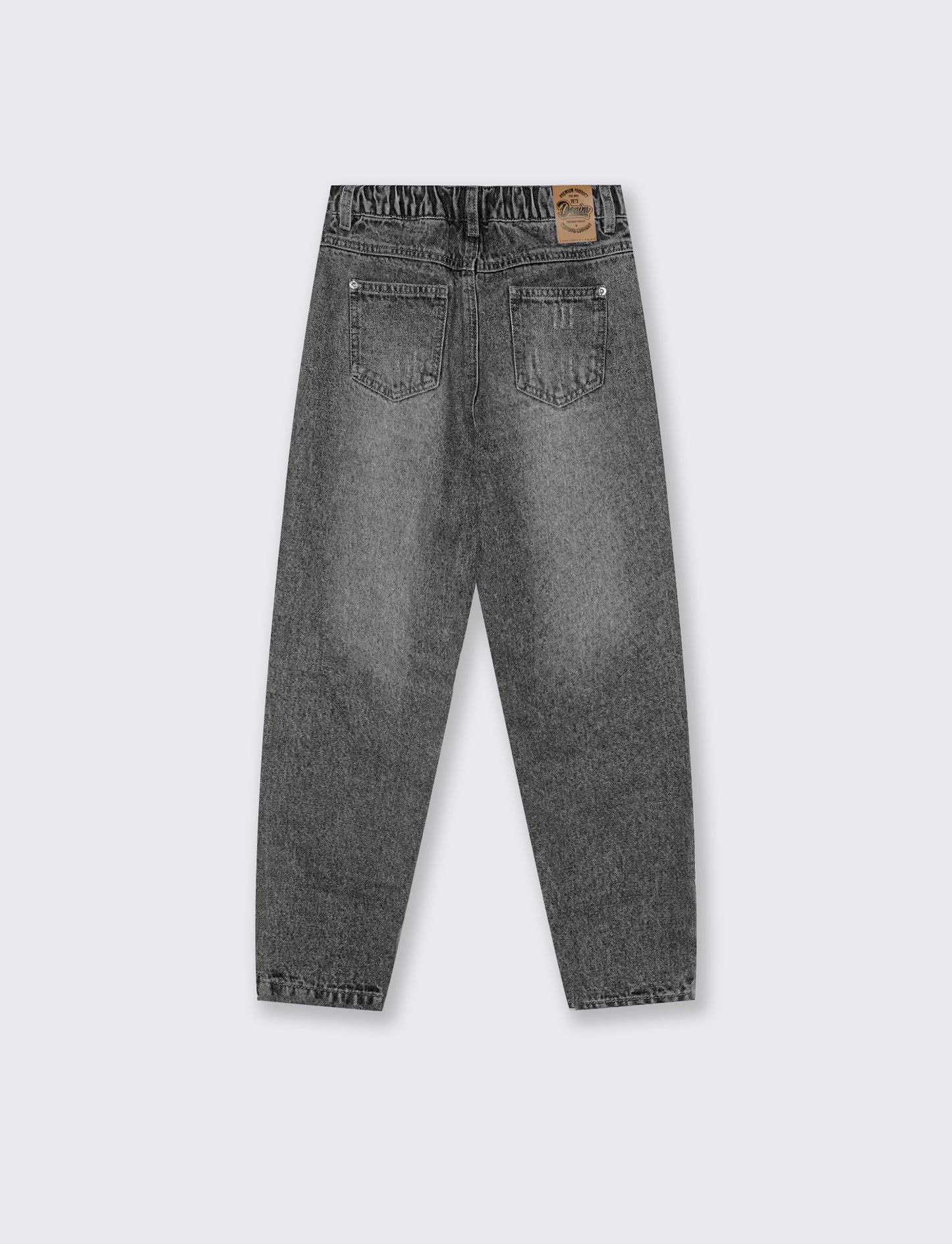 Jeans mom fit 5 tasche in denim cotone - Grigio