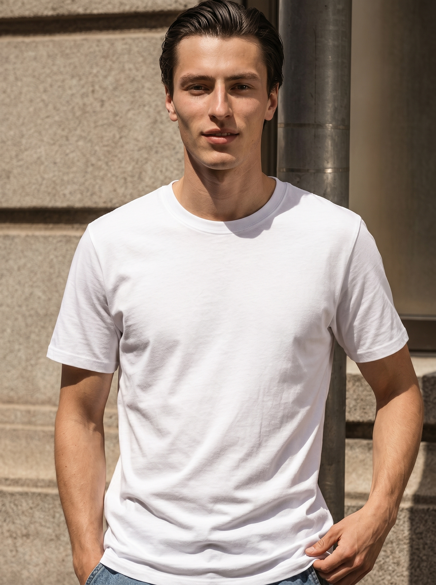 T-shirt Basic Cotone Premium Regular Fit - Bianco