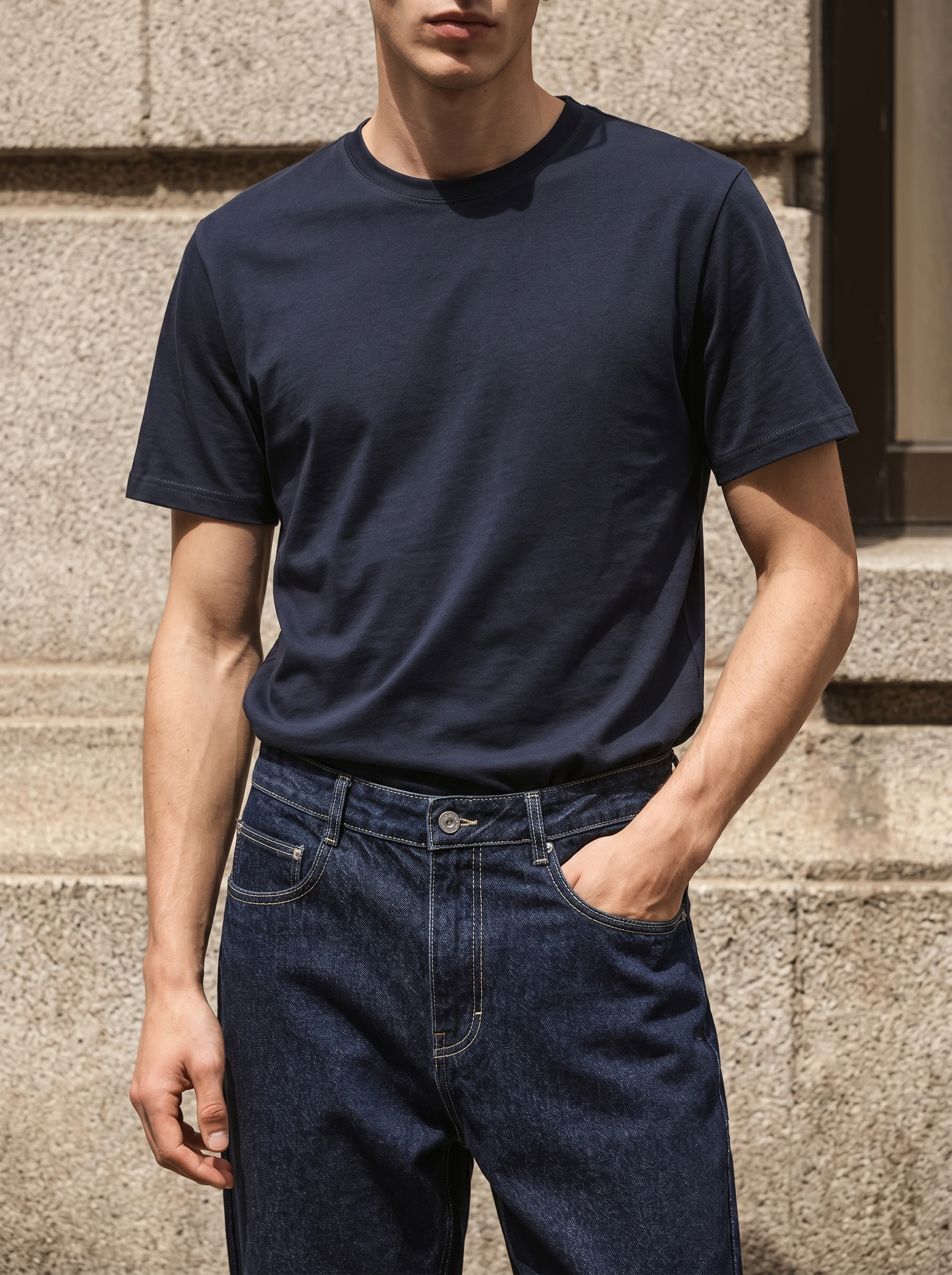 T-shirt Basic Cotone Premium Regular Fit - Blu