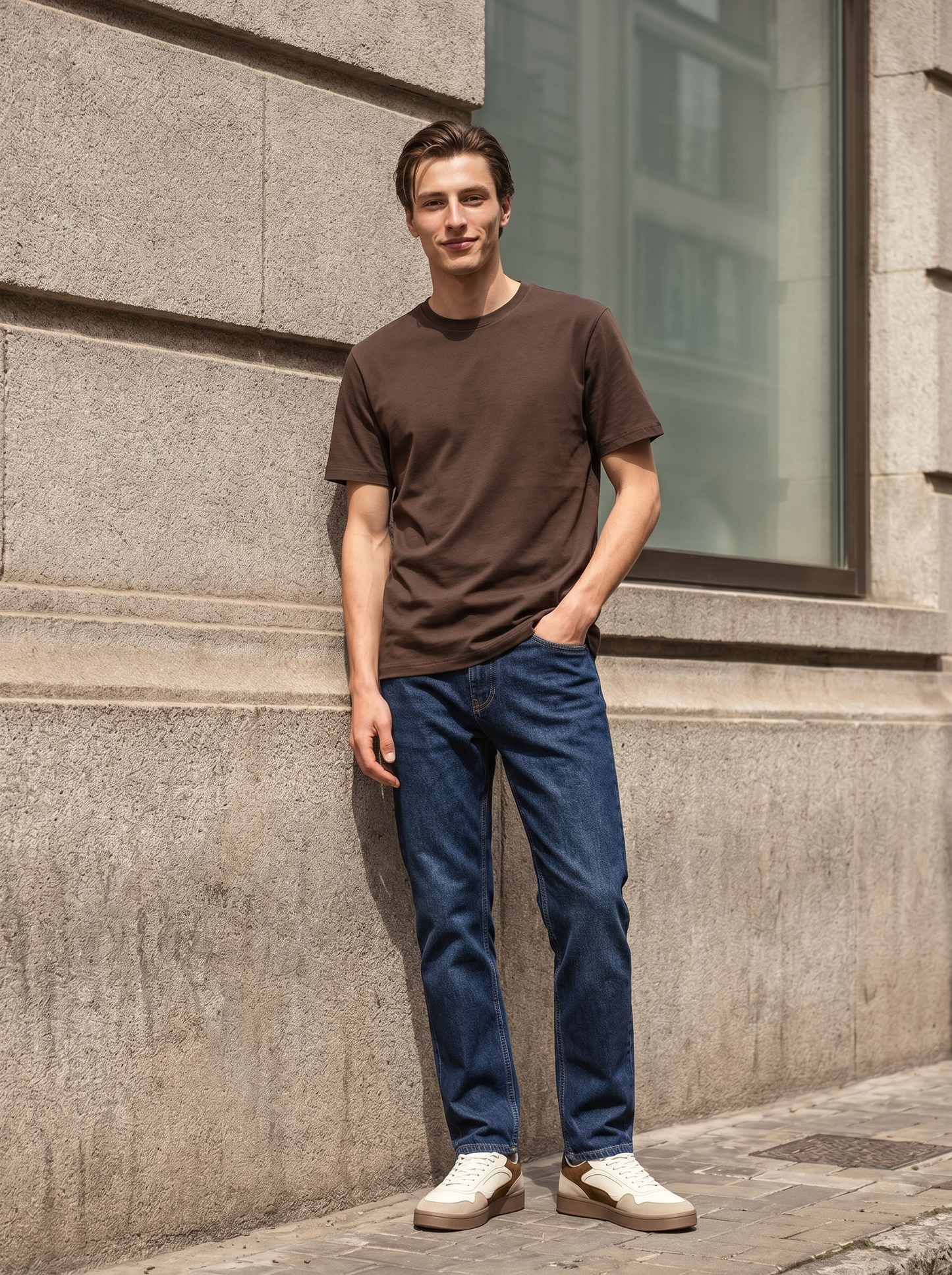 T-shirt Basic Cotone Premium Regular Fit - Moro