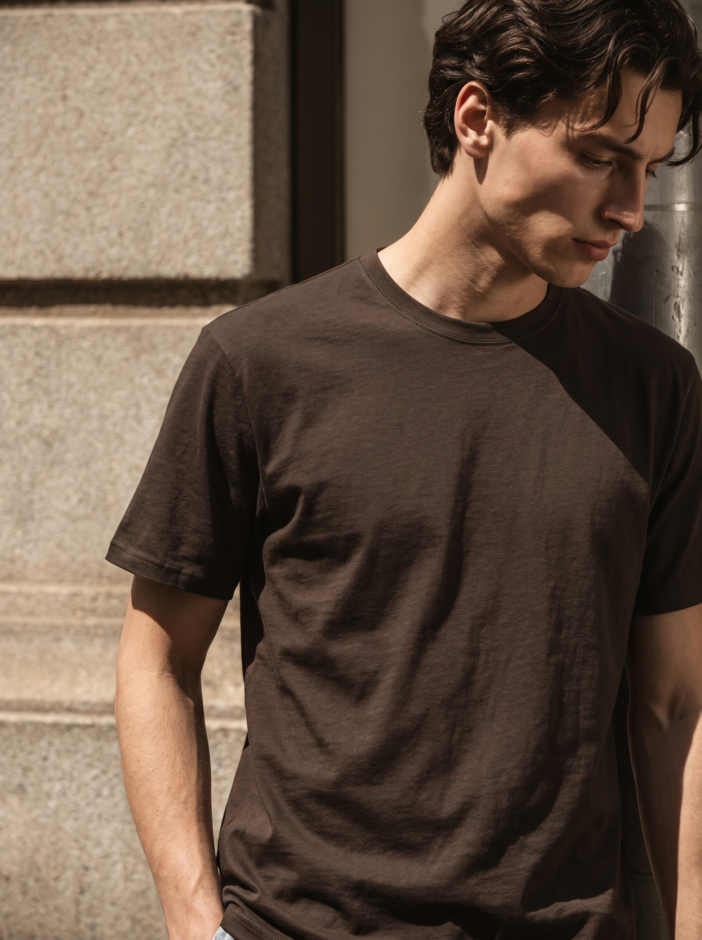 T-shirt Basic Cotone Premium Regular Fit - Moro
