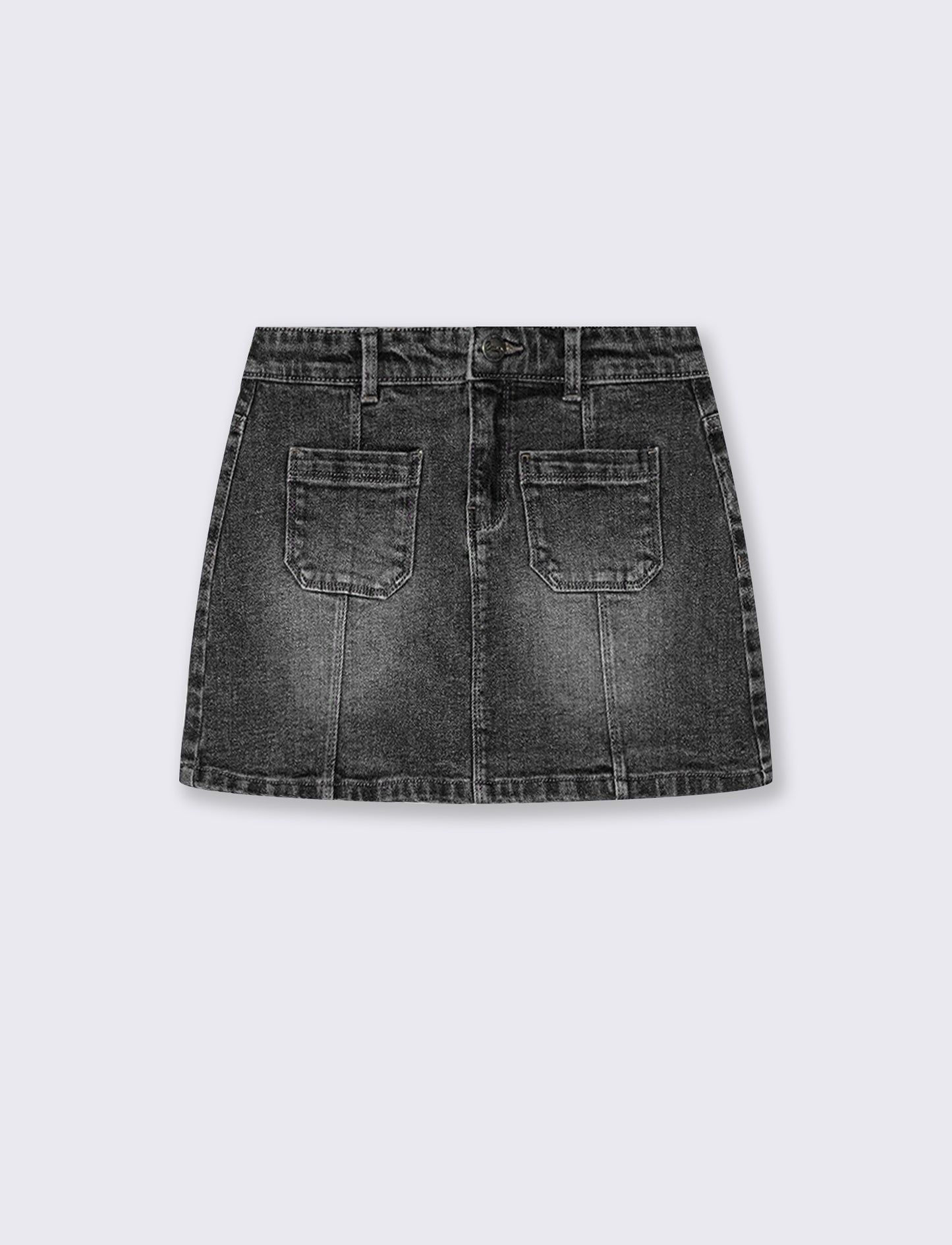 Minigonna denim elasticizzata 5 tasche - Nero
