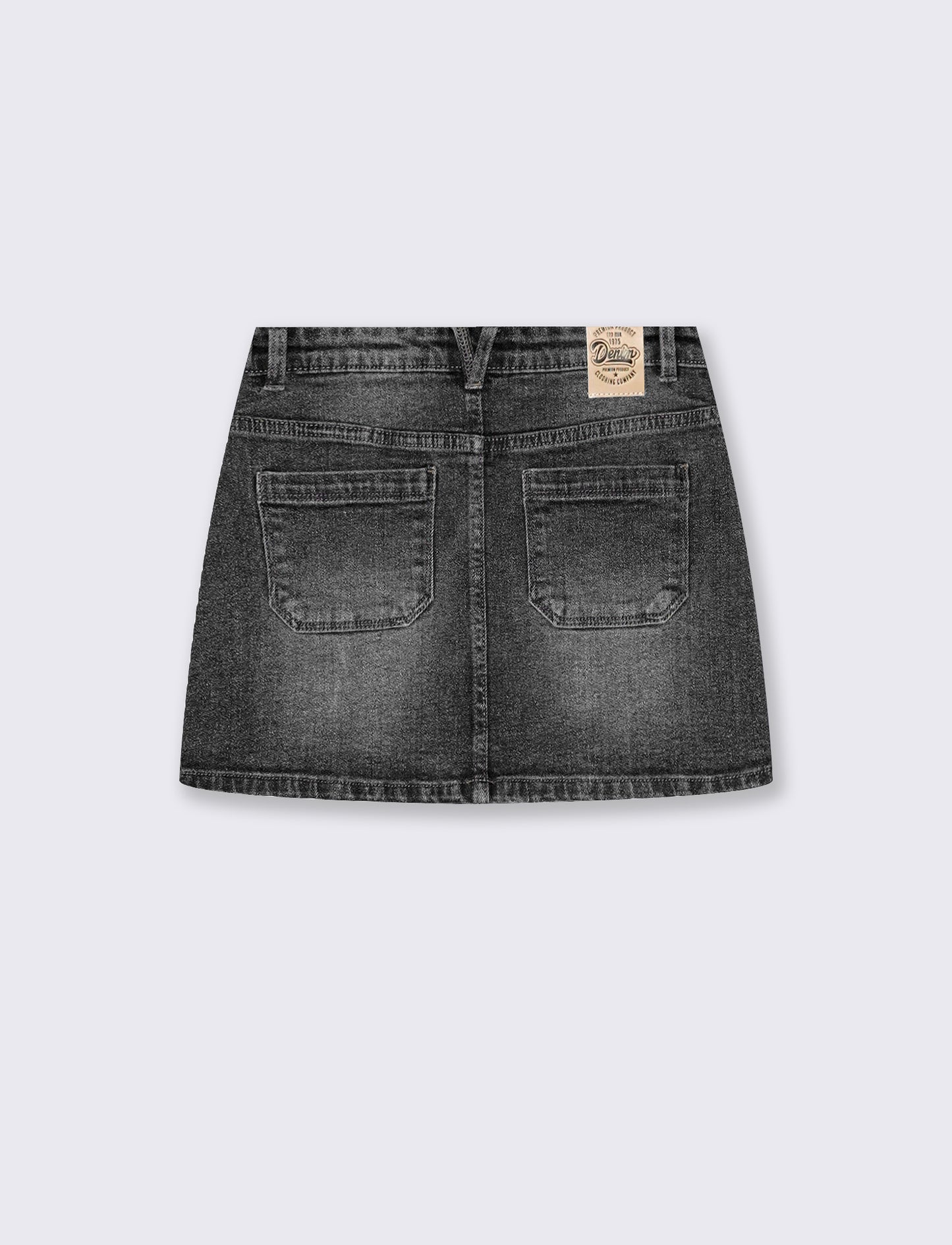 Minigonna denim elasticizzata 5 tasche - Nero