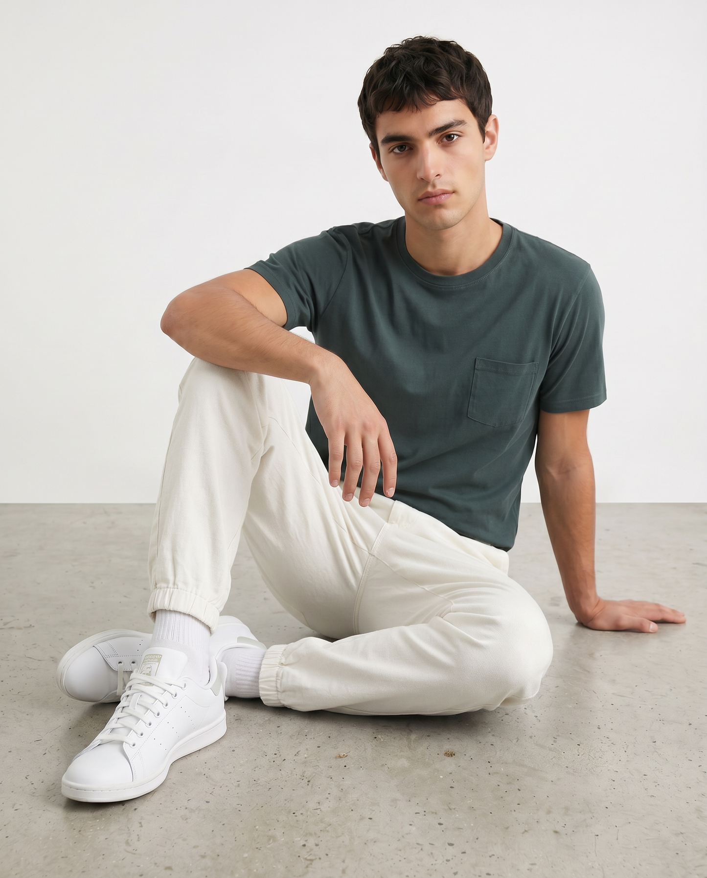 Adjustable Waist Jogger Pants - White