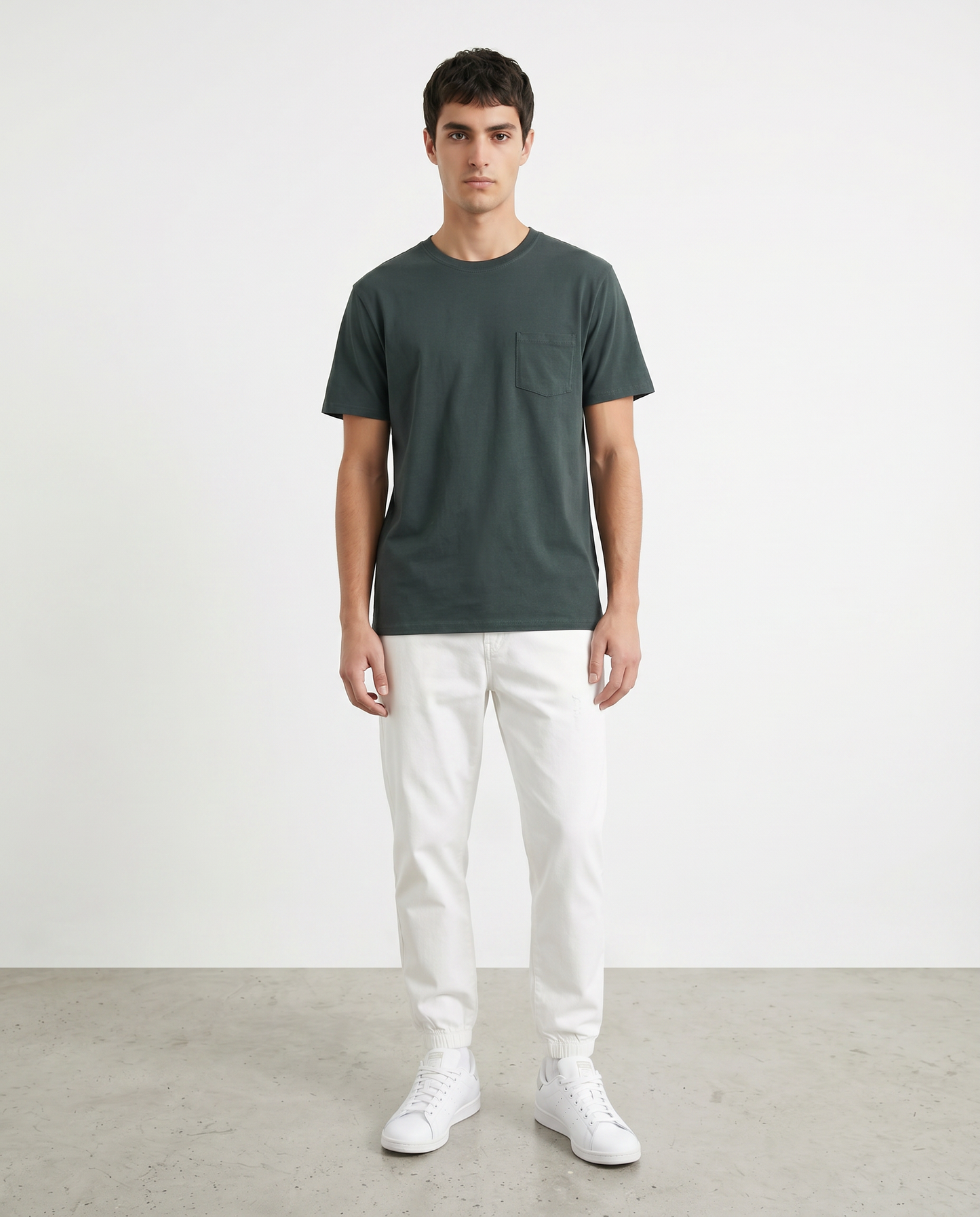 Adjustable Waist Jogger Pants - White