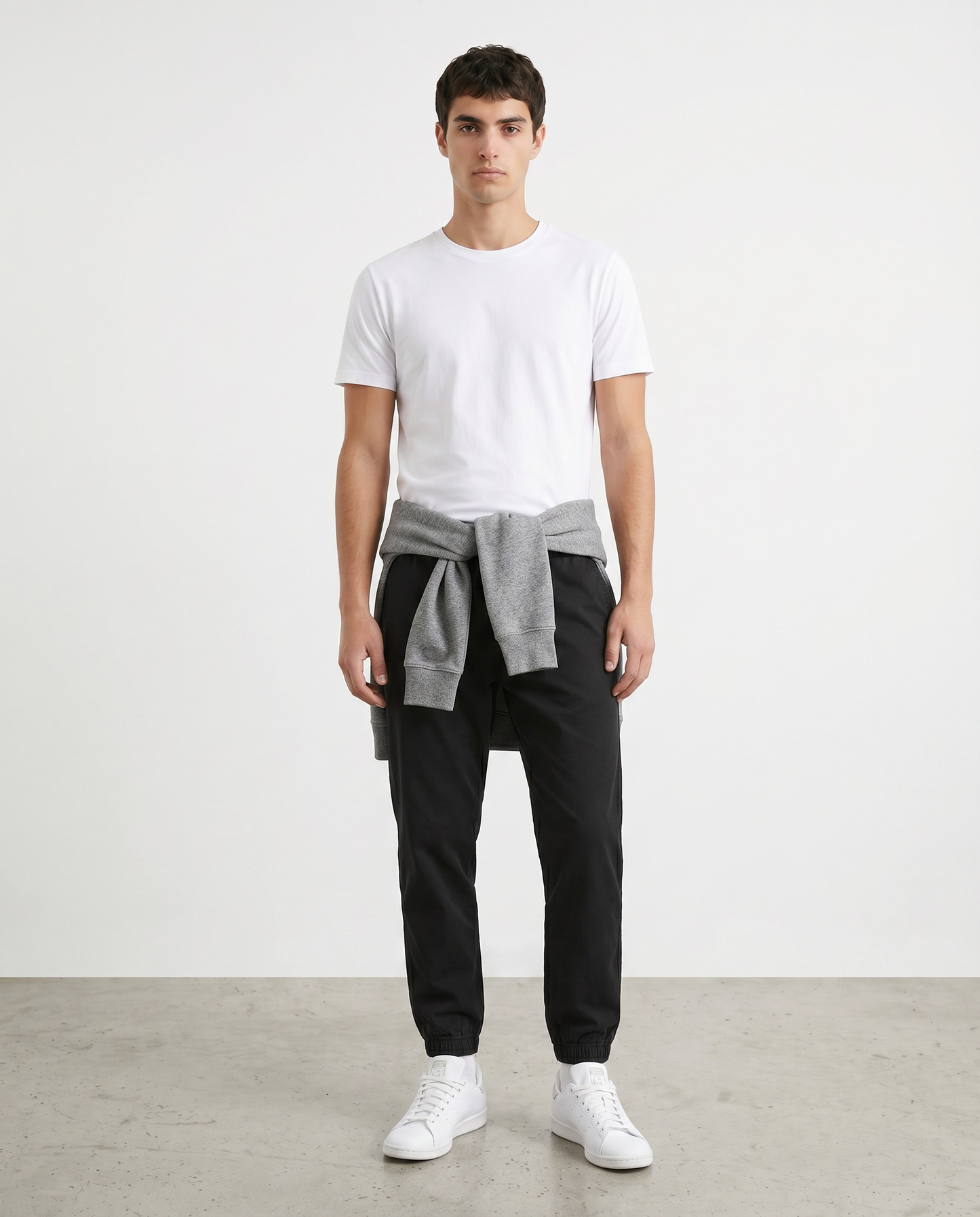 Adjustable Waist Jogger Pants - Black
