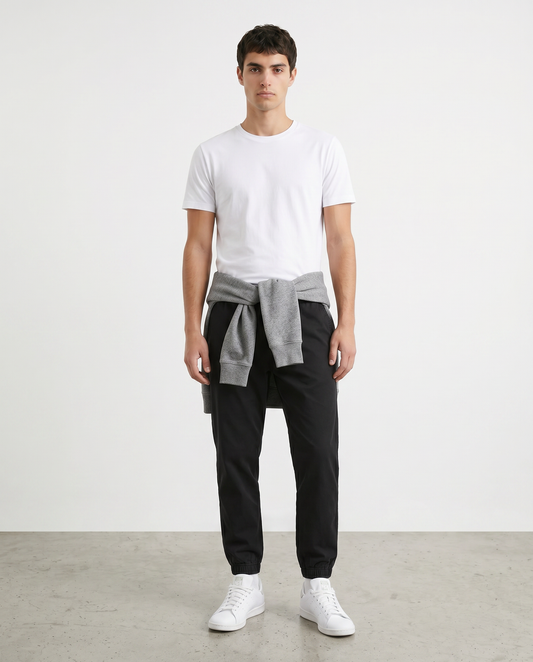 Pantaloni jogger con vita regolabile - Nero