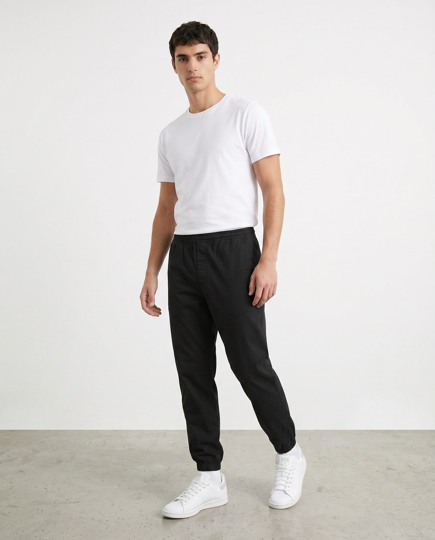 Adjustable Waist Jogger Pants - Black