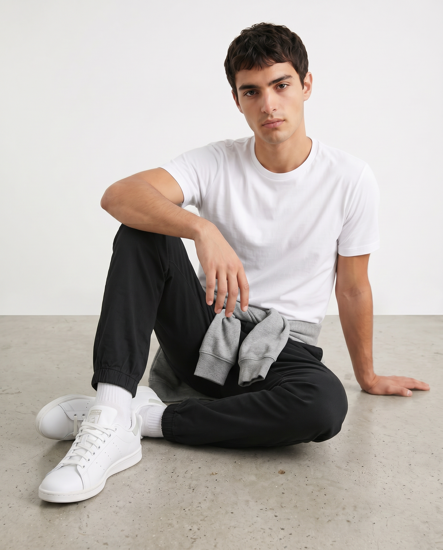 Adjustable Waist Jogger Pants - Black