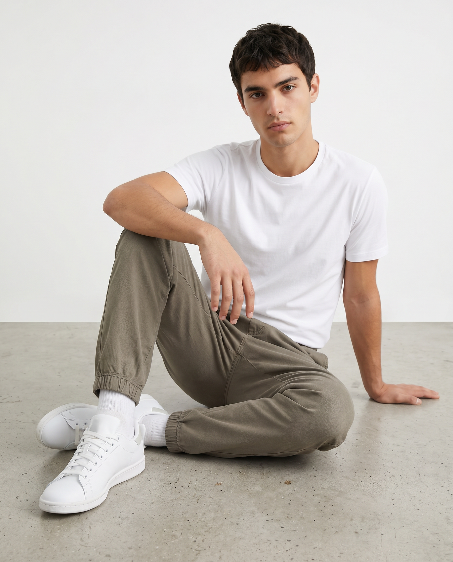 Pantaloni jogger con vita regolabile - Verde kaki