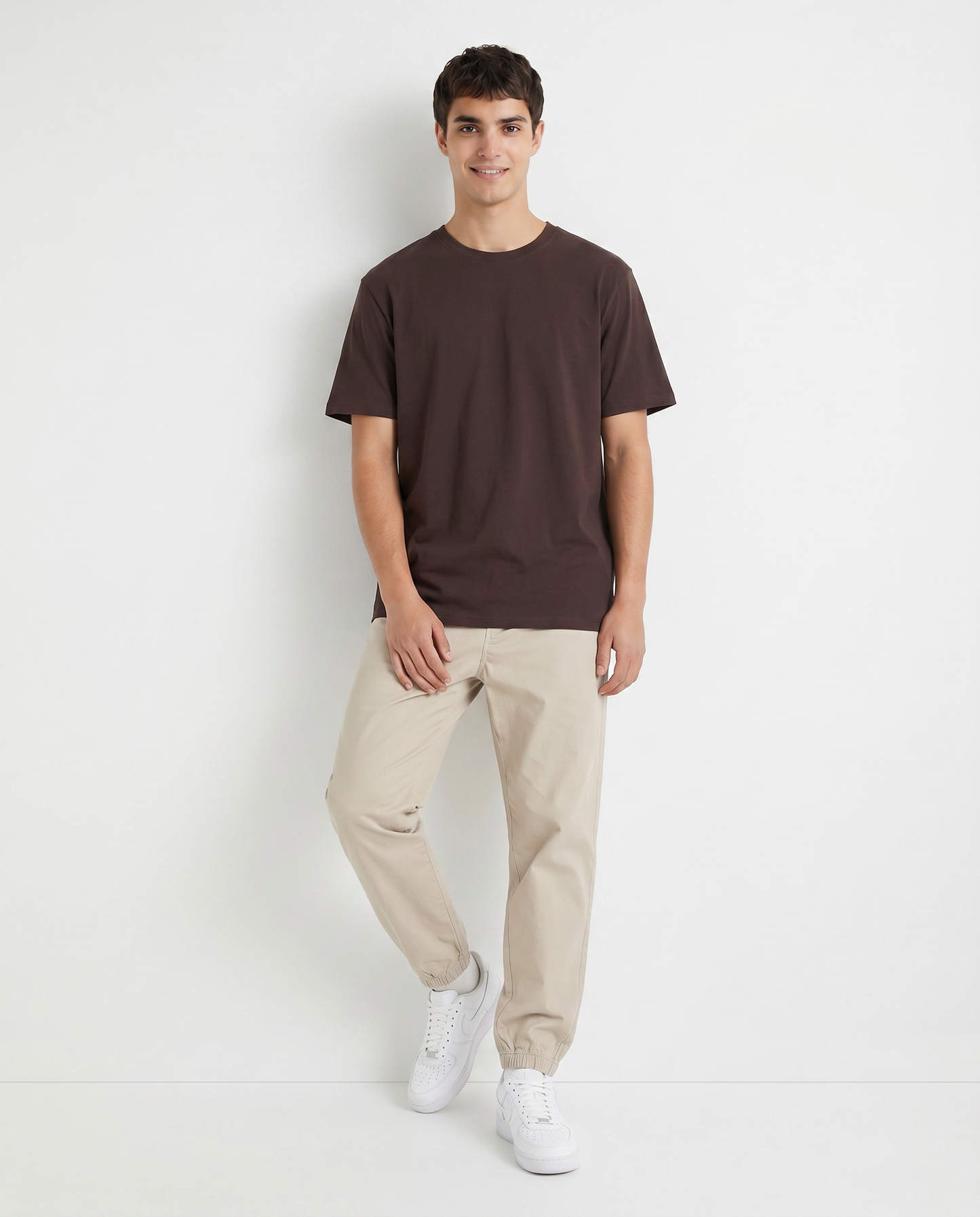 Adjustable Waist Jogger Pants - Beige