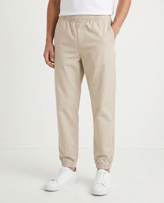 Pantaloni jogger con vita regolabile - Beige