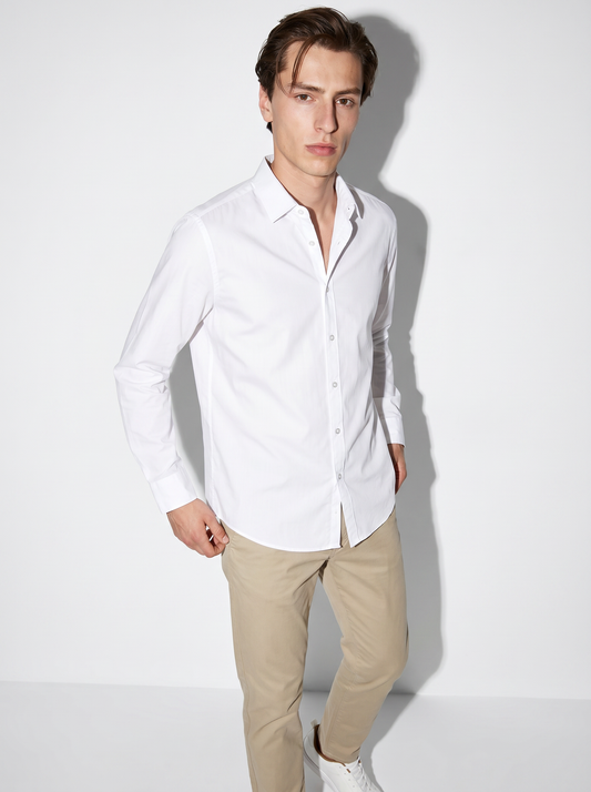 Camicia Regular Fit Easy Iron in Cotone - Bianco