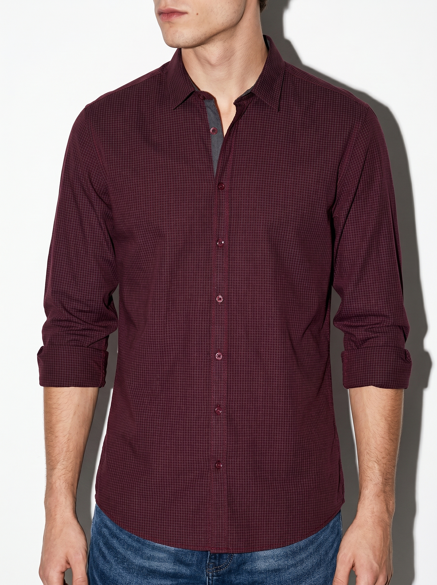 Regular Fit Easy Iron Cotton Shirt - Purple