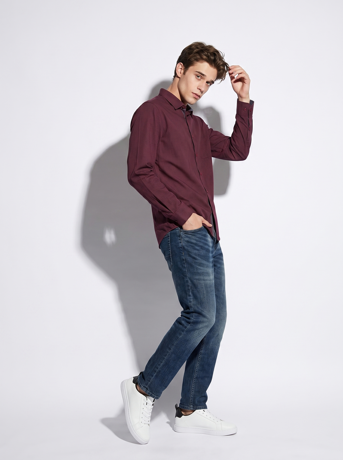 Regular Fit Easy Iron Cotton Shirt - Purple