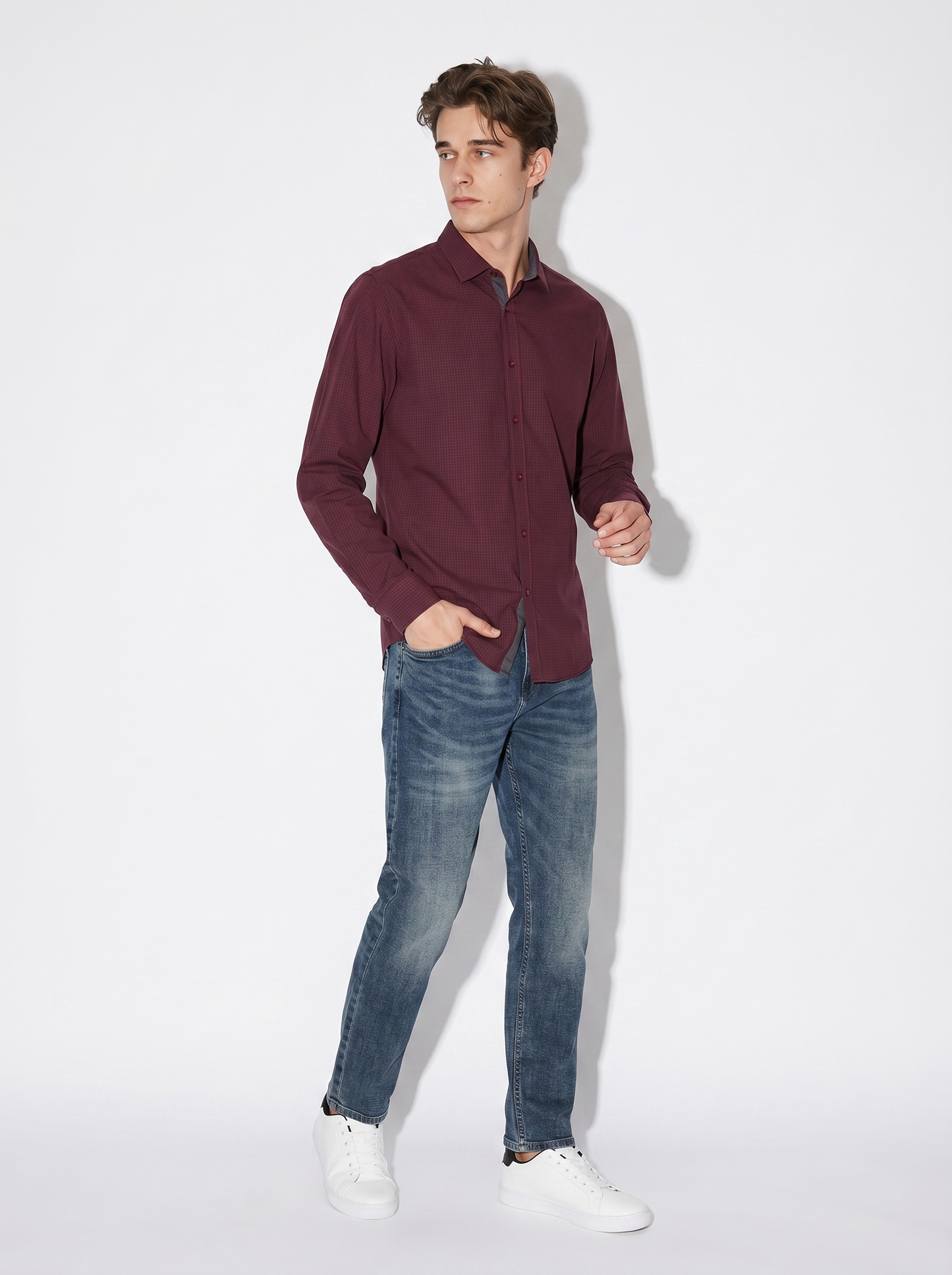 Regular Fit Easy Iron Cotton Shirt - Purple