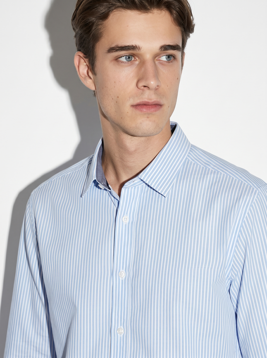 Camicia Regular Fit Easy Iron in Cotone - Azzurro