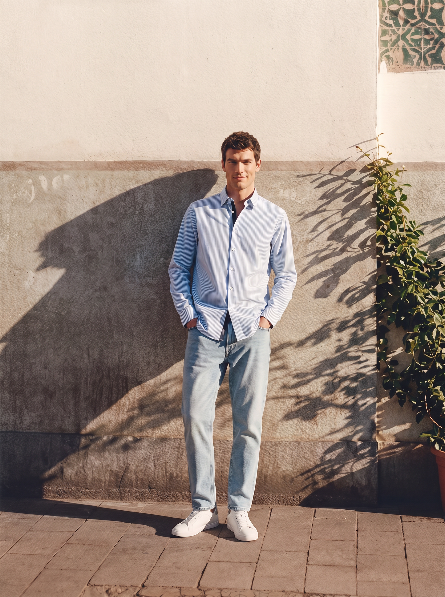 Camicia Regular Fit Easy Iron in Cotone - Azzurro