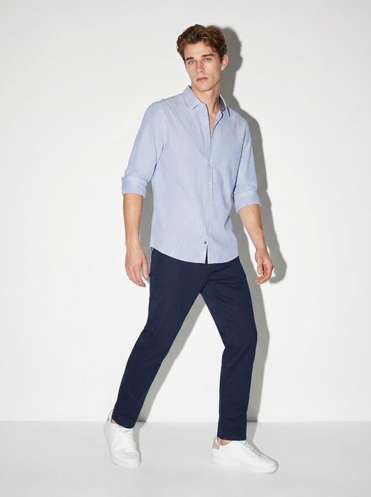 Camicia Regular Fit Easy Iron in Cotone - Bluette