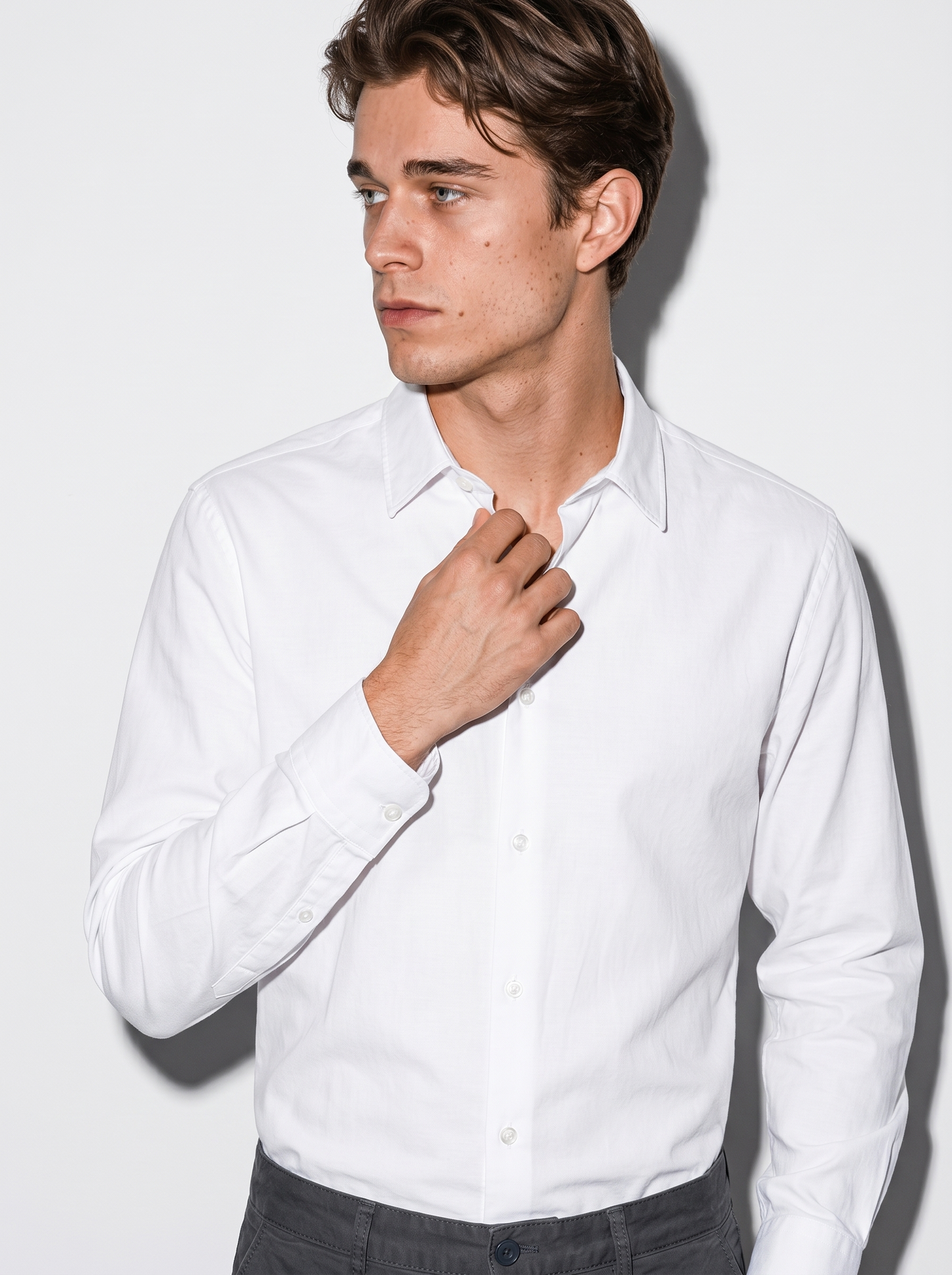 Camicia Oxford Regular Fit con Colletto Francese - Bianco