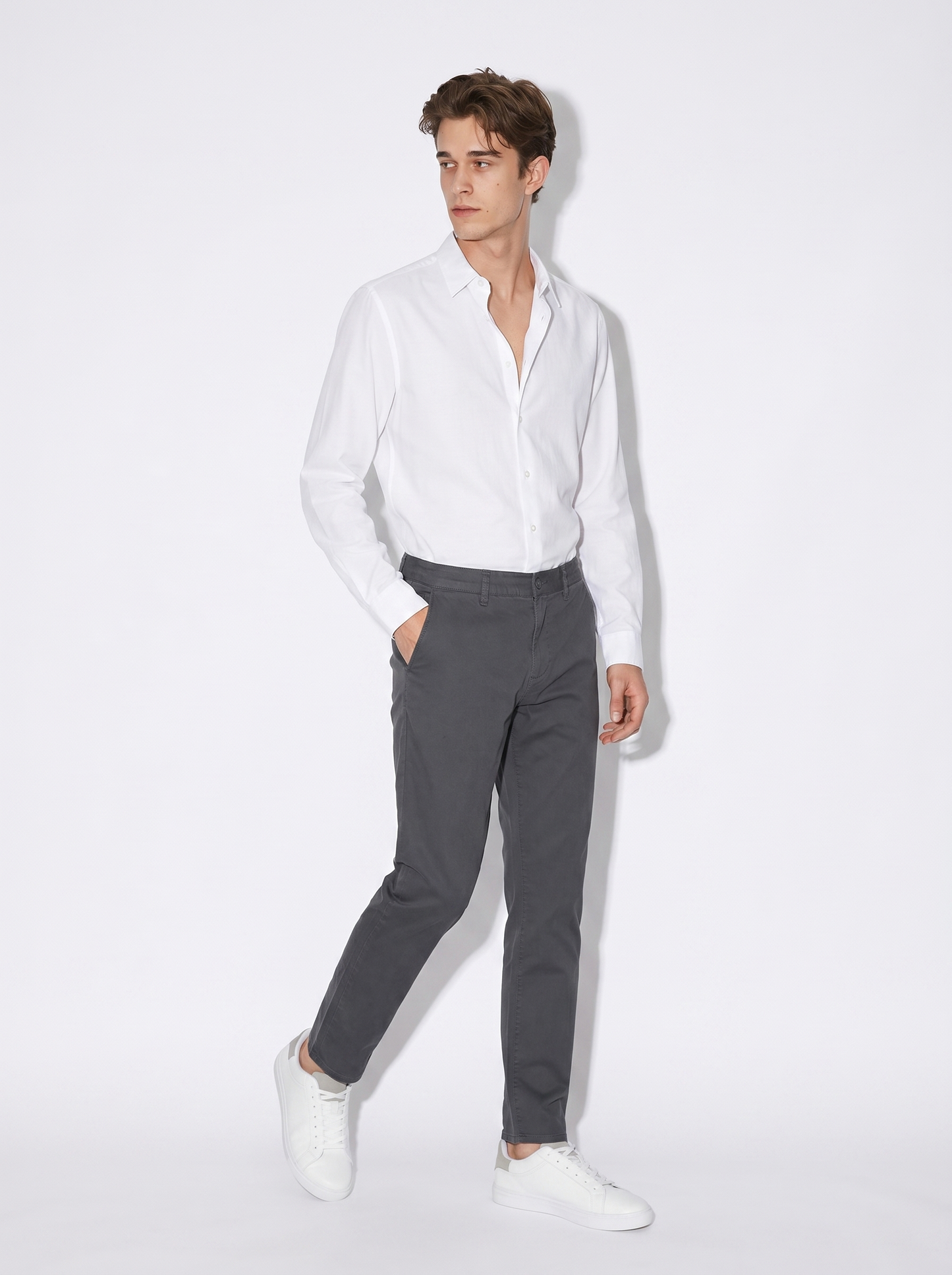 Camicia Oxford Regular Fit con Colletto Francese - Bianco