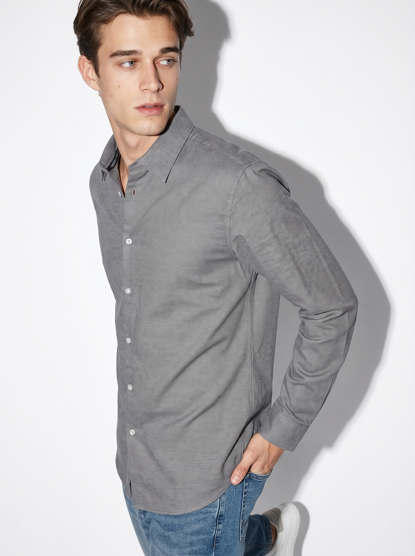 Camicia Oxford Regular Fit con Colletto Francese - Blu