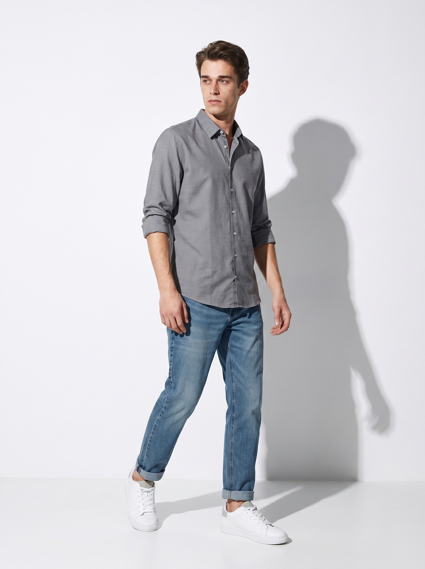 Camicia Oxford Regular Fit con Colletto Francese - Blu