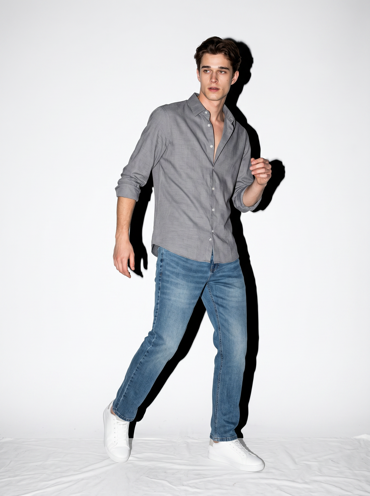 Camicia Oxford Regular Fit con Colletto Francese - Blu