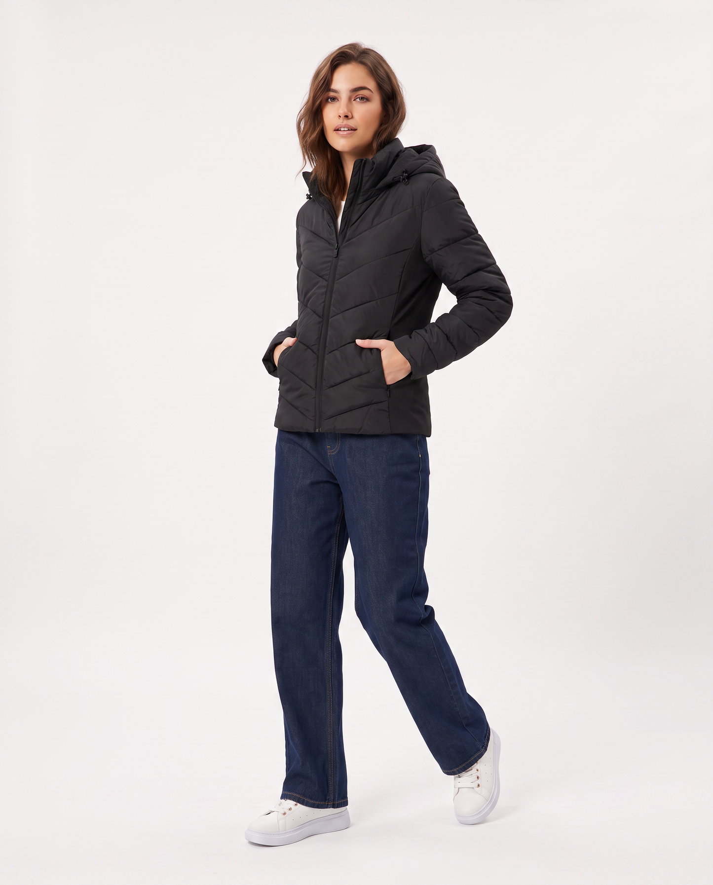 Giubbino slim con cappuccio elegante - Nero