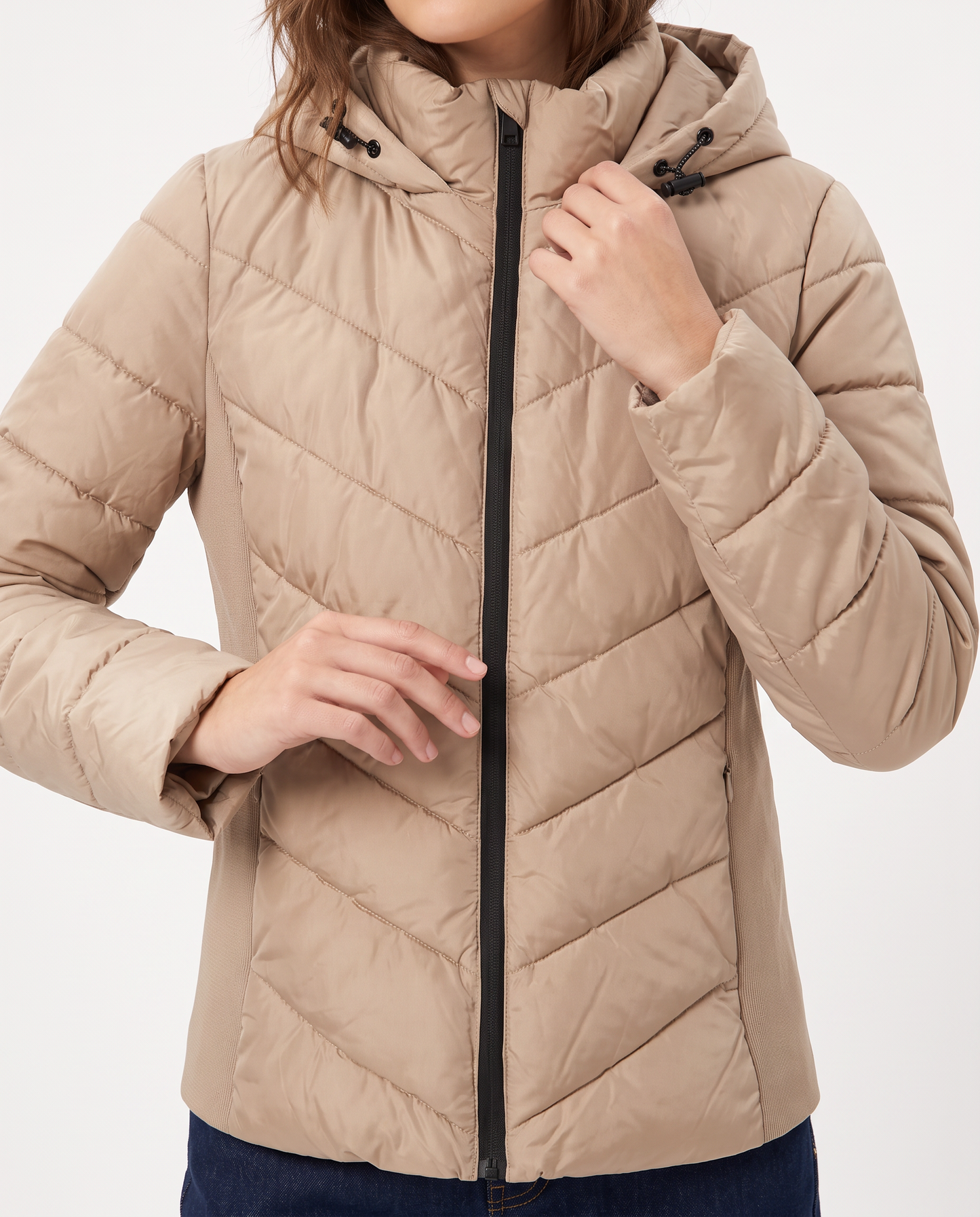 Giubbino slim con cappuccio elegante - Beige grano