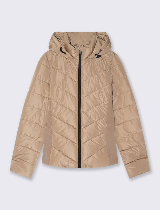 Giubbino slim con cappuccio elegante - Beige grano