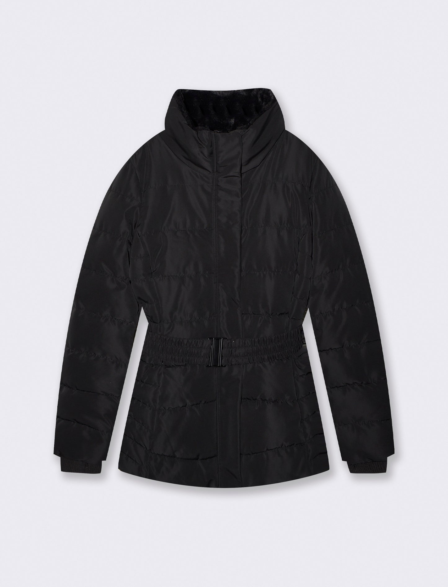 Padded jacket with elastic belt - Black