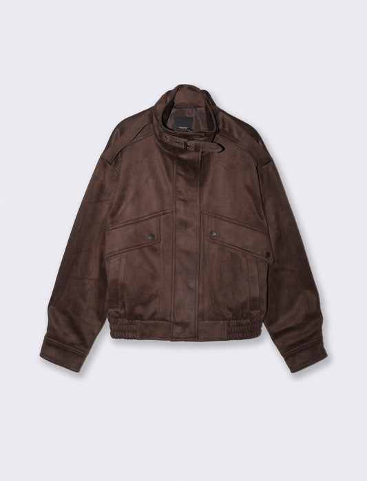 Giubbotto bomber con colletto e tasche - Moro