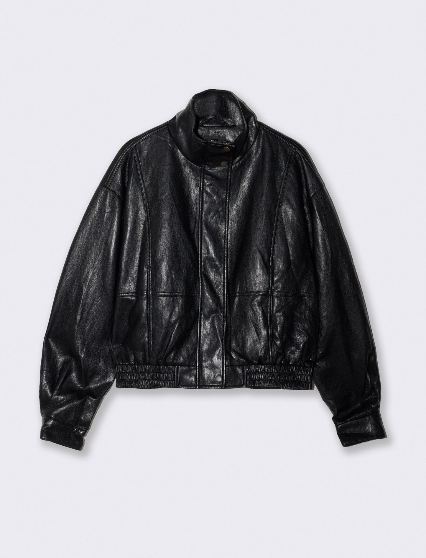 Trendy high-neck cropped bomber - Black