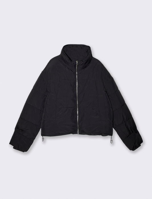 Bomber cropped con collo alto elegante - Nero