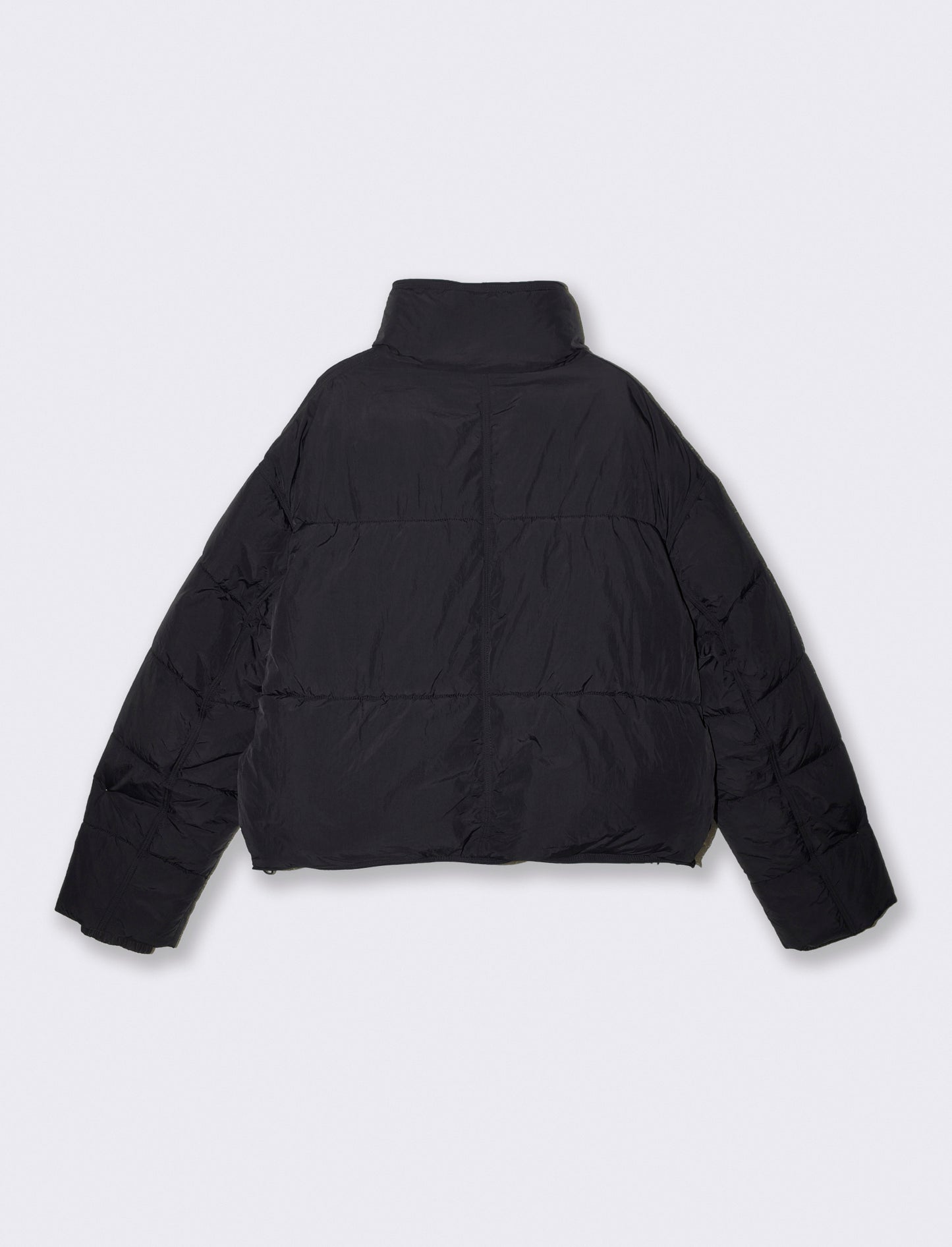 Bomber cropped con collo alto elegante - Nero