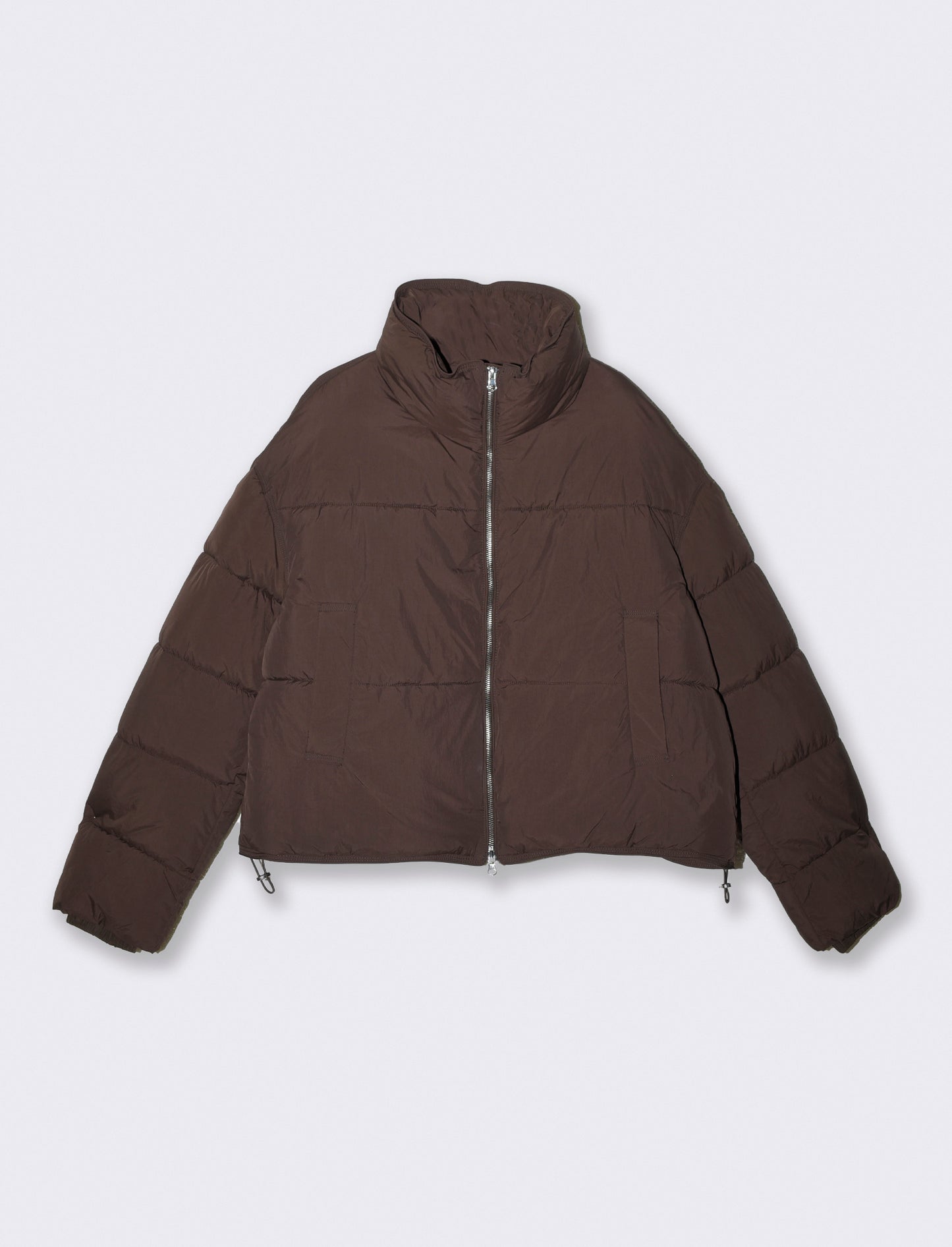 Bomber cropped con collo alto elegante - Moro