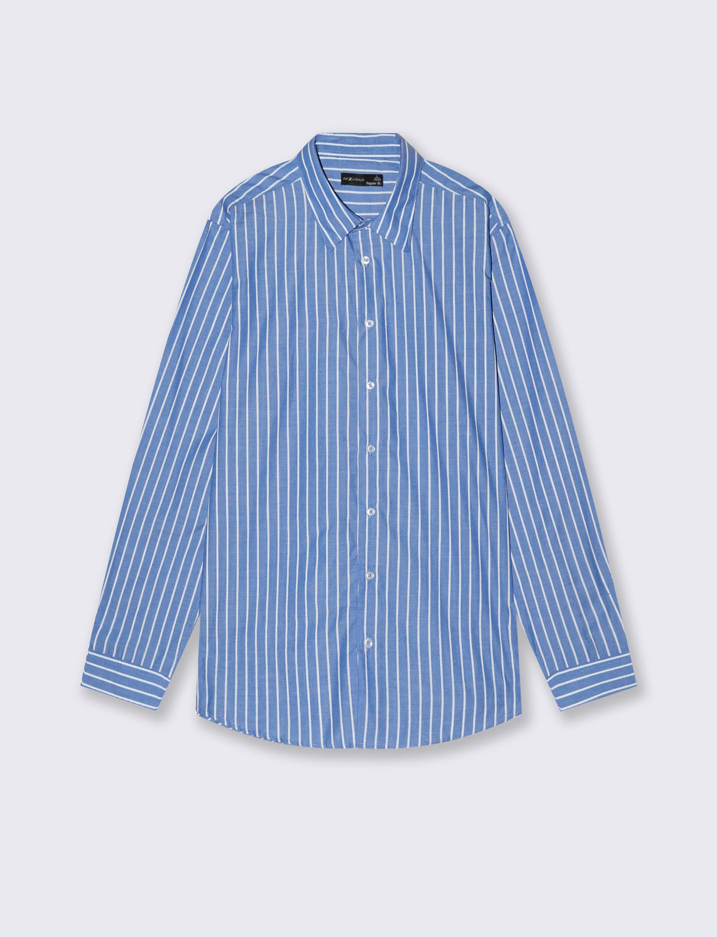 Regular fit striped cotton shirt - Sky blue