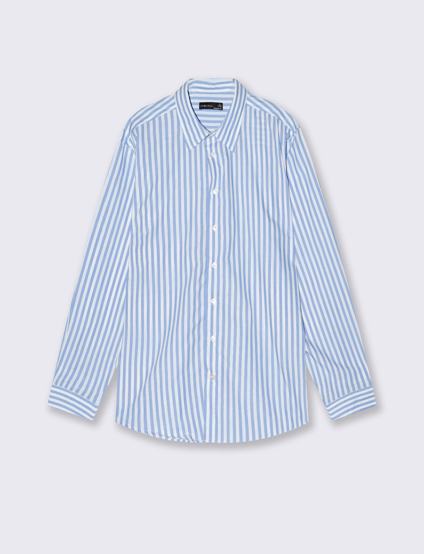Camicia a righe regular fit in cotone - Azzurro