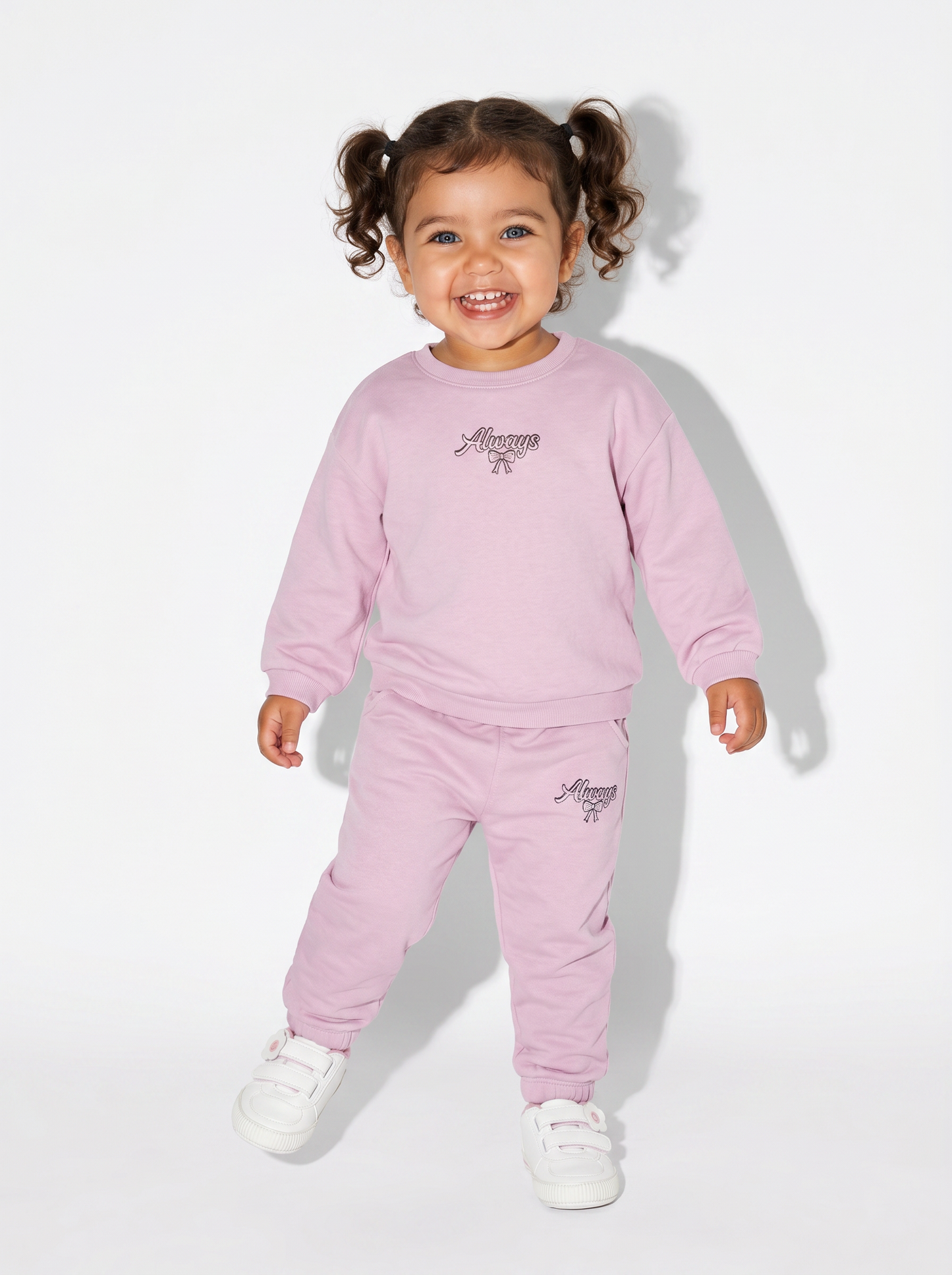 Cotton joggers with bow and patch - Pink