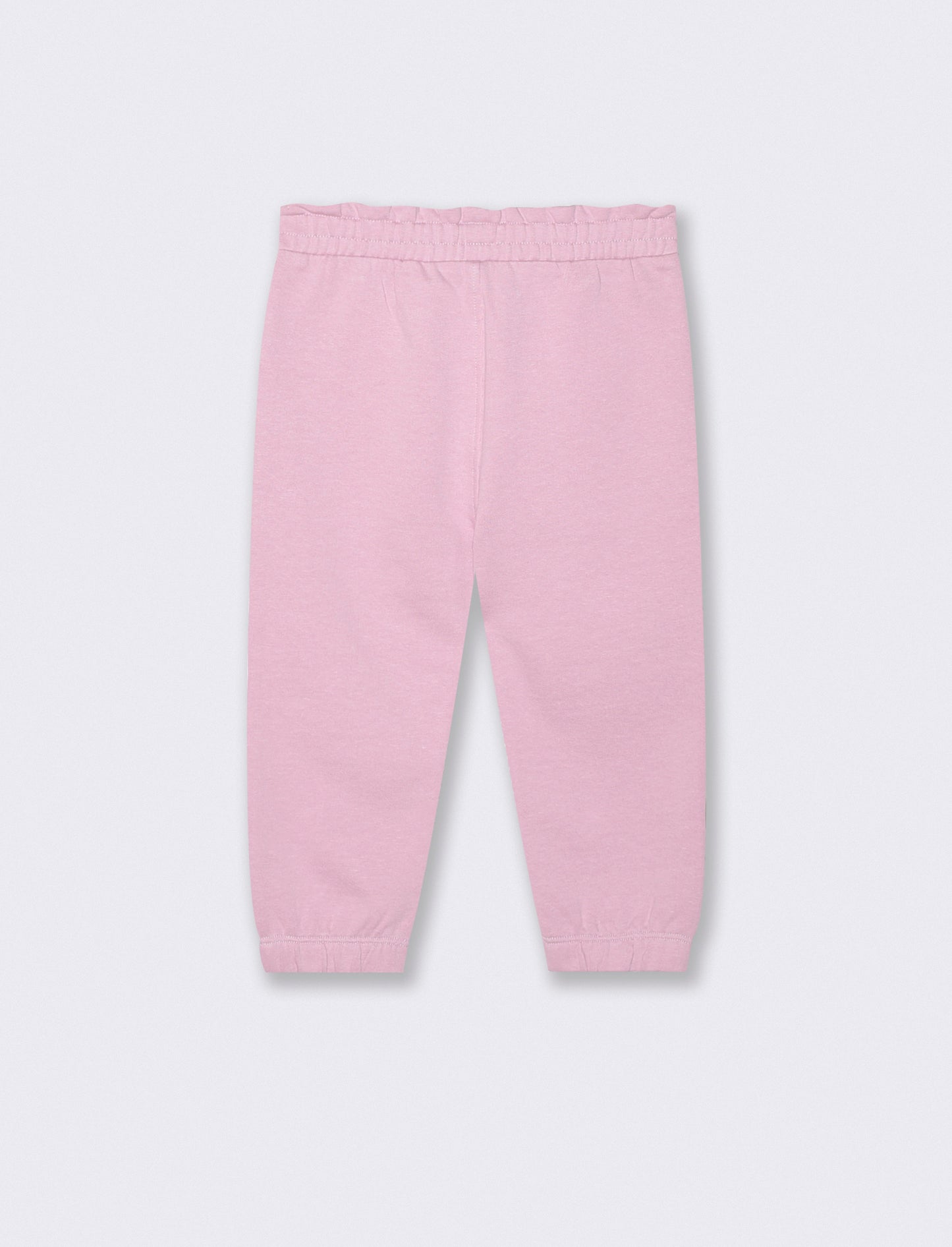 Jogger in cotone con fiocco e patch - Rosa polvere