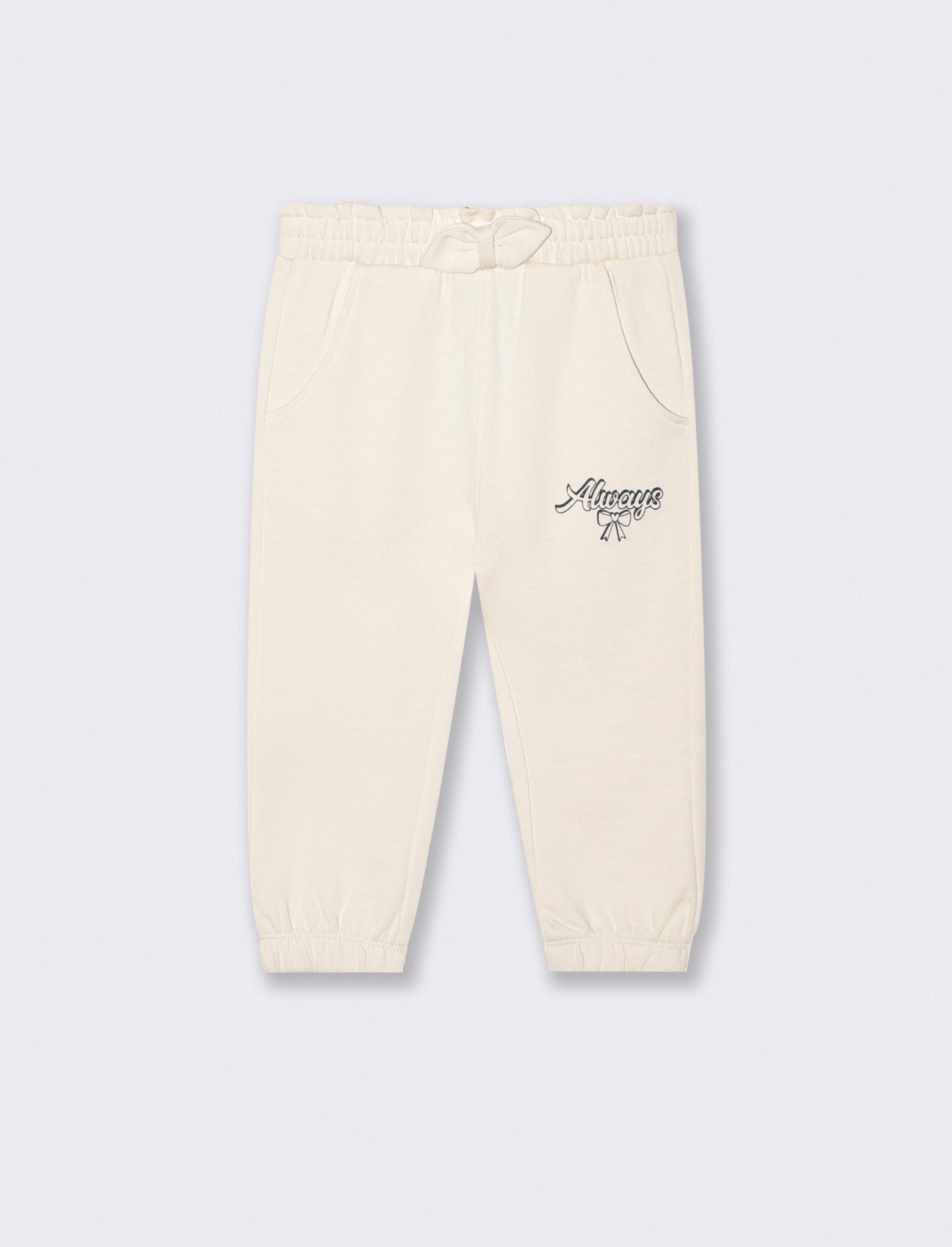 Cotton joggers with bow and patch - Beige