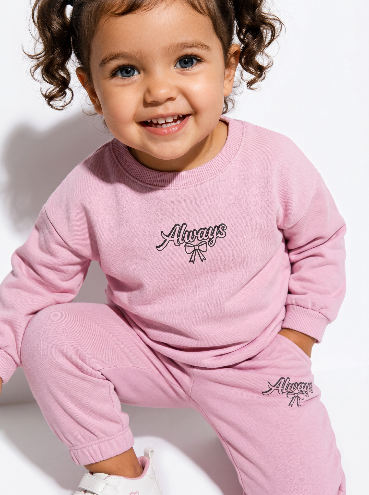 Felpa girocollo in cotone con stile - Rosa polvere