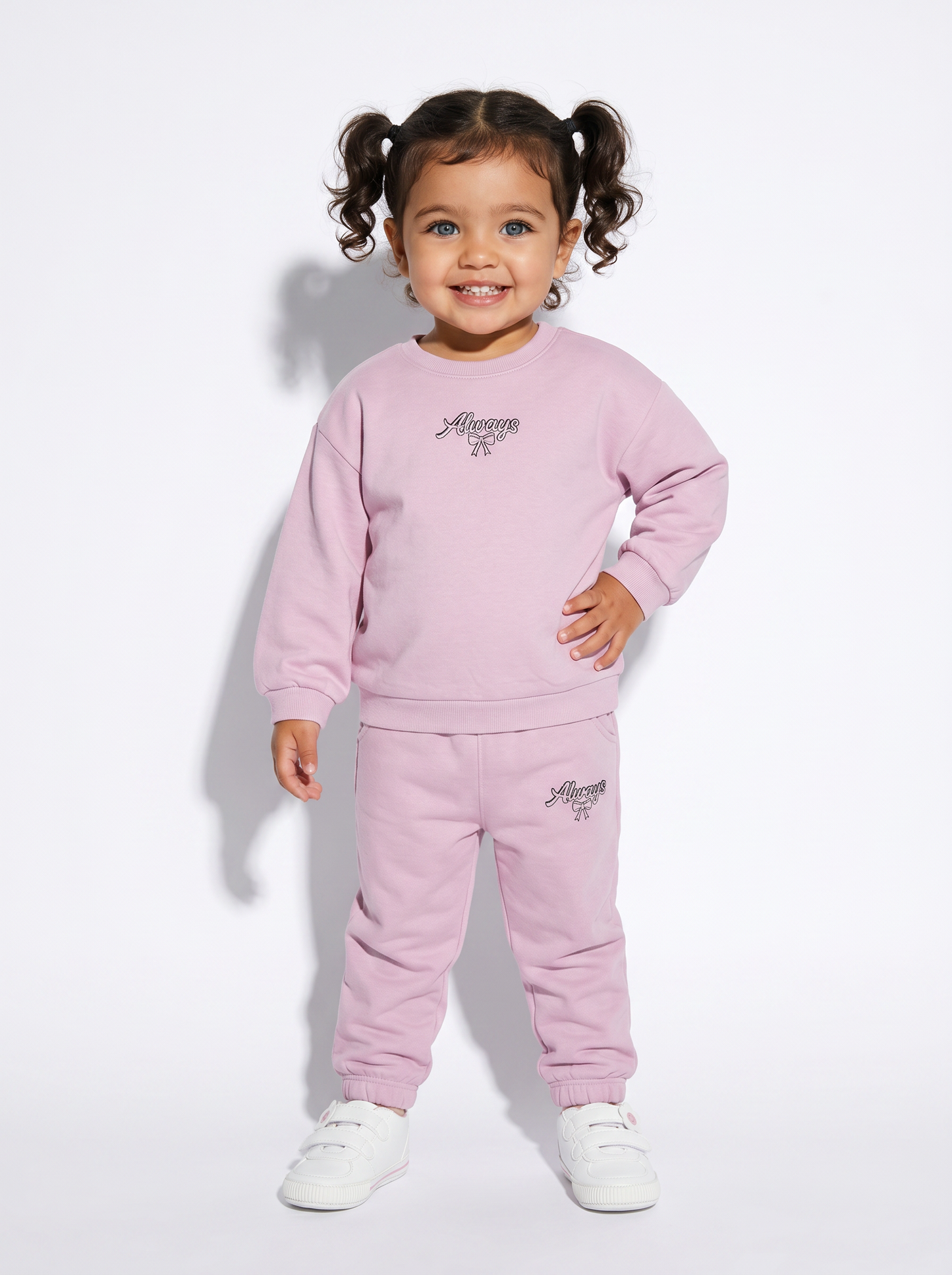 Felpa girocollo in cotone con stile - Rosa polvere