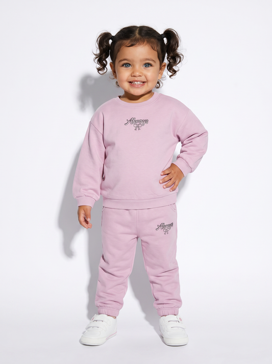 Felpa girocollo in cotone con stile - Rosa polvere