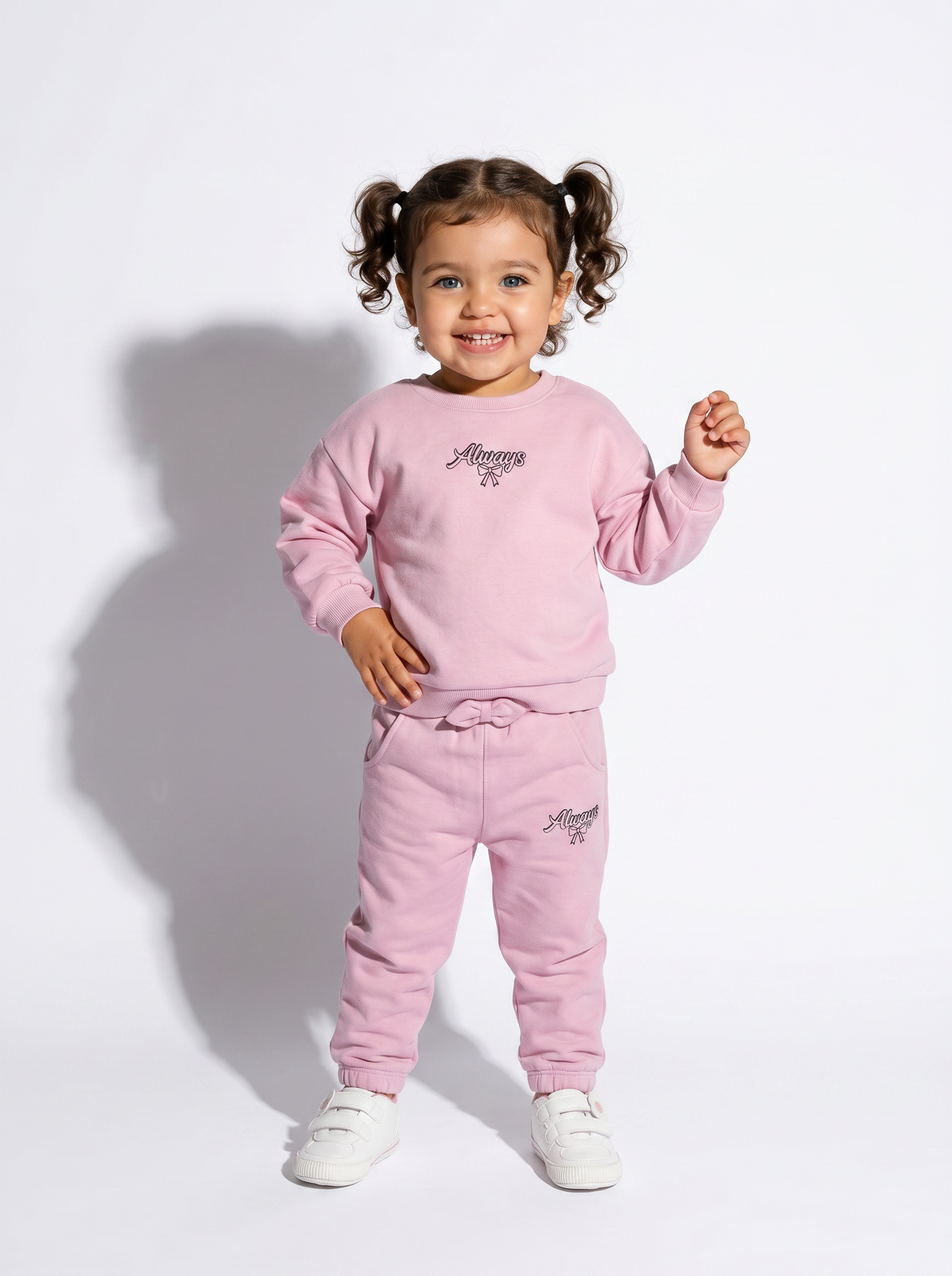 Felpa girocollo in cotone con stile - Rosa polvere