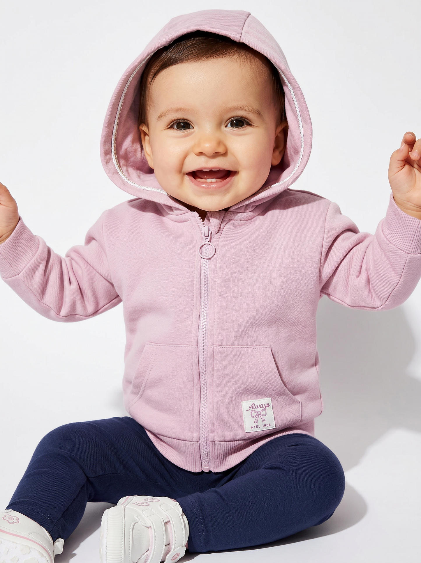 Versatile zip-up hoodie - Pink