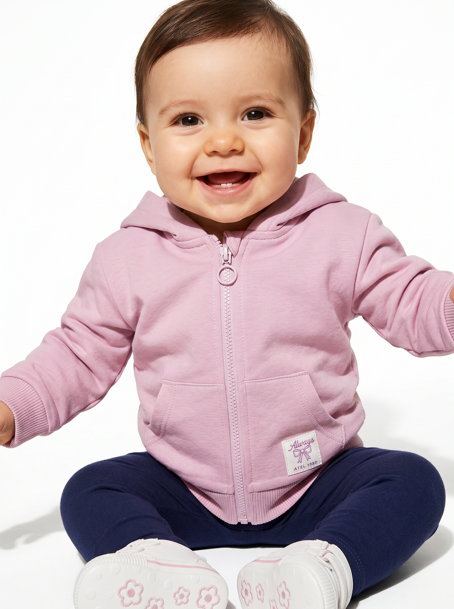 Versatile zip-up hoodie - Pink
