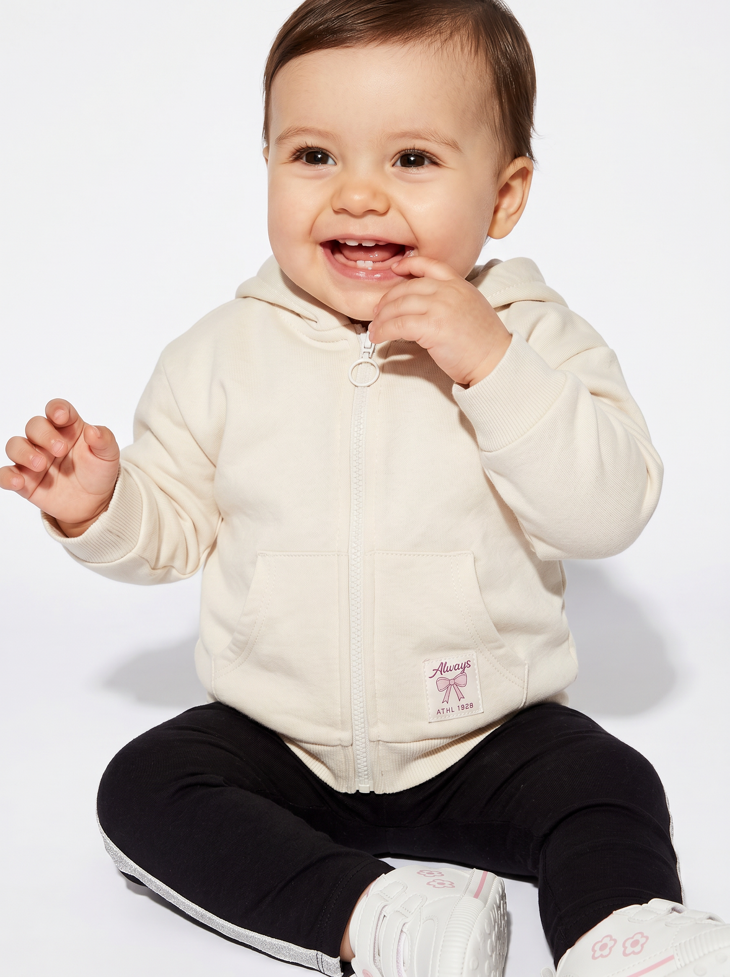 Felpa con cappuccio e zip versatile - Beige