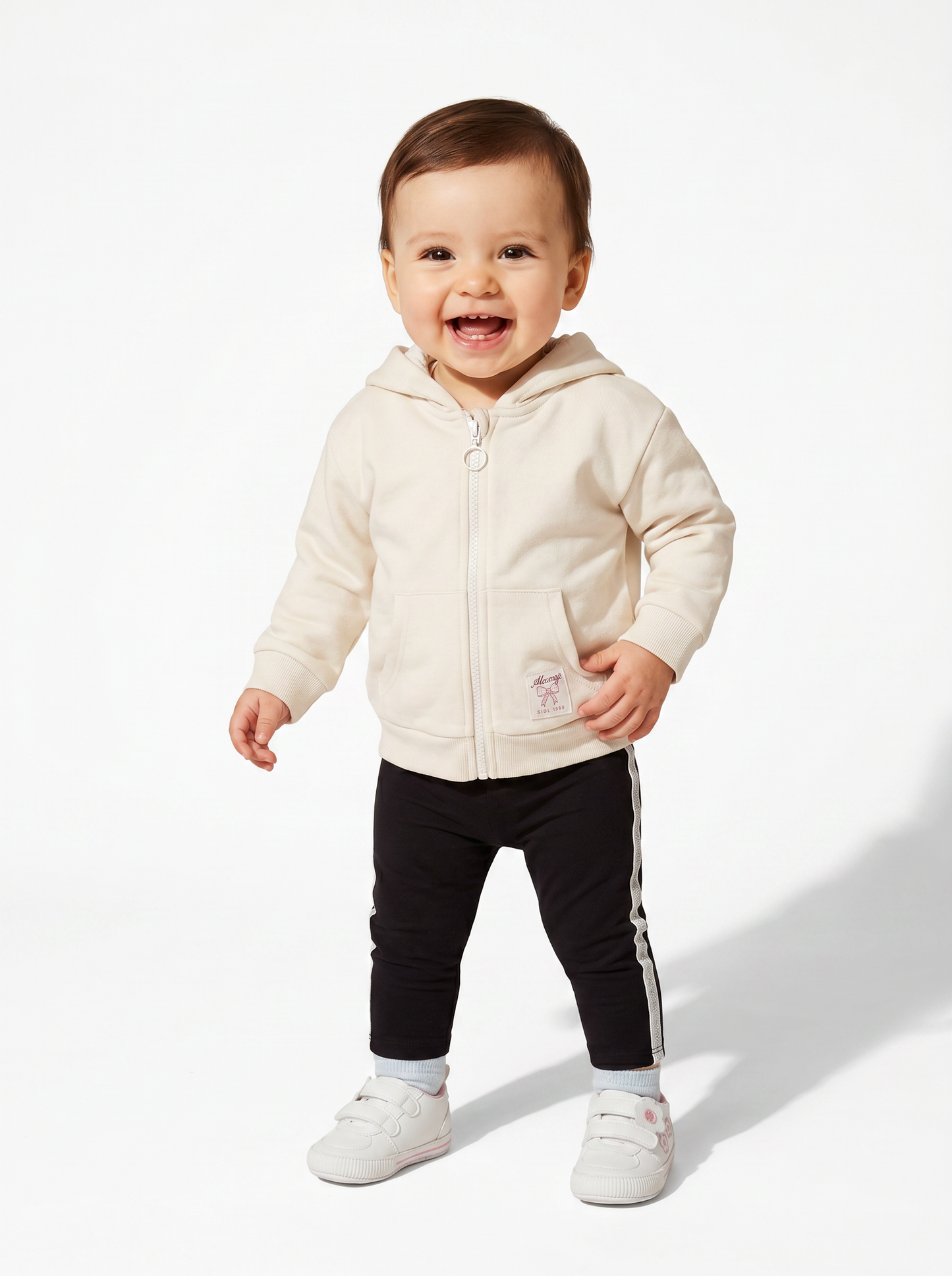 Felpa con cappuccio e zip versatile - Beige